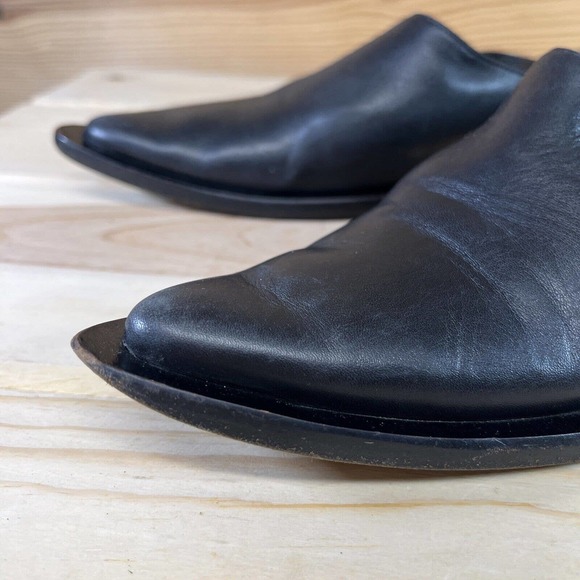Bag Het Womens Shoes 7.5 8 EU 38 Black Leather Mules Pointy ToesMade in Italy - Picture 9 of 15
